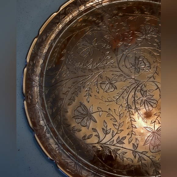 Vintage Jeannette Glass Iridescent Floragold Louisa 13.5" Serving Tray Platter - Picture 15 of 15